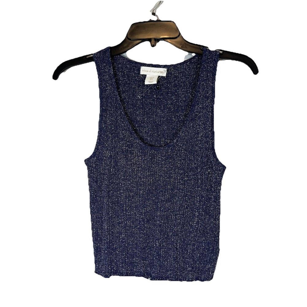 House of harlow 1960 Blue sleeveless top crop‎ scoop neck sparkle sz Small nwot